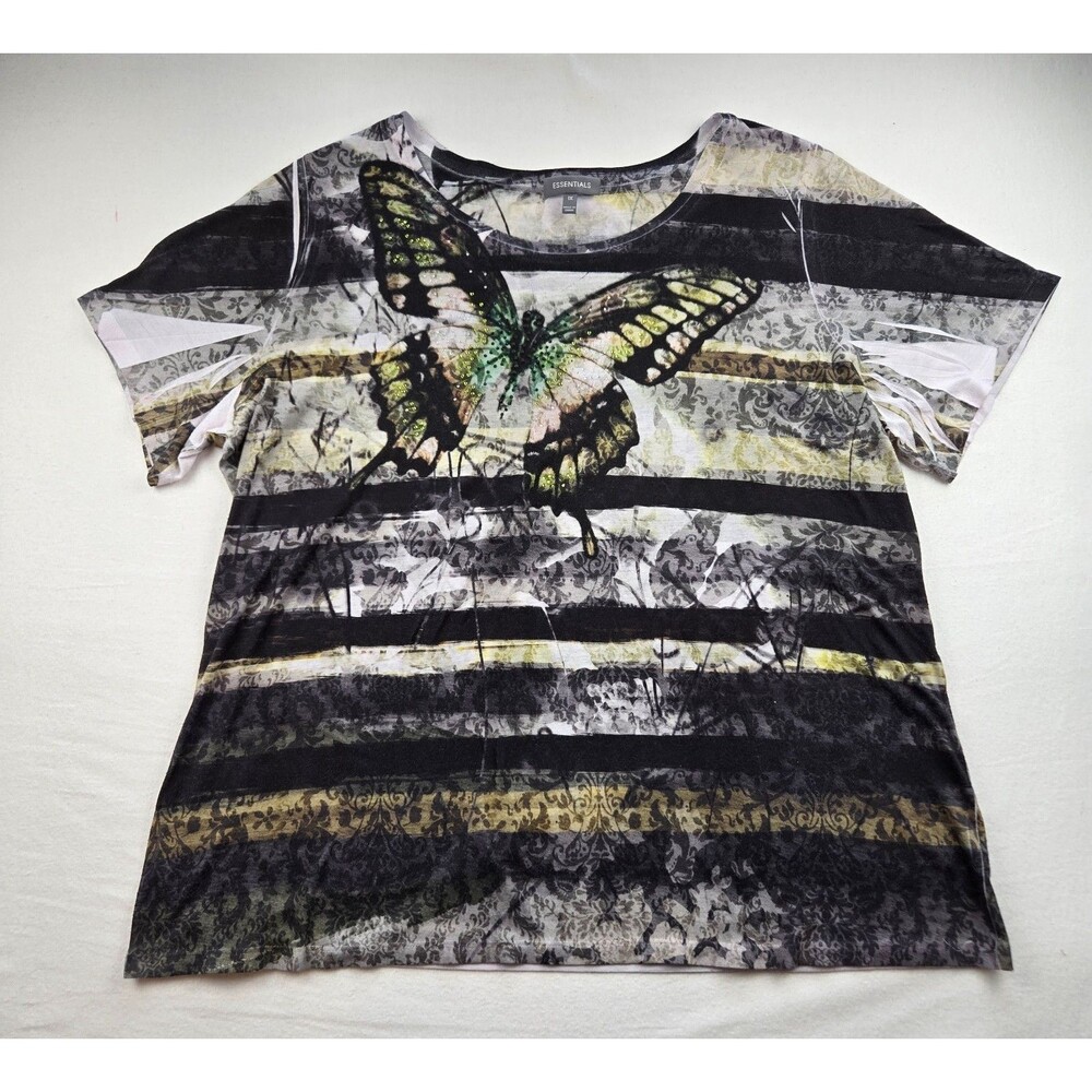 Womens 1X Butterfly Rhinestone Graphic Tee Fairy Grunge Y2K Whimsygoth